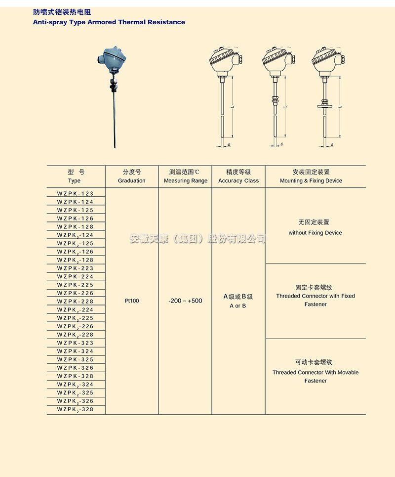 防噴式鎧裝熱電阻