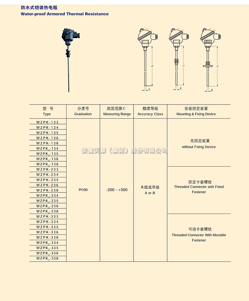 防水式鎧裝熱電阻